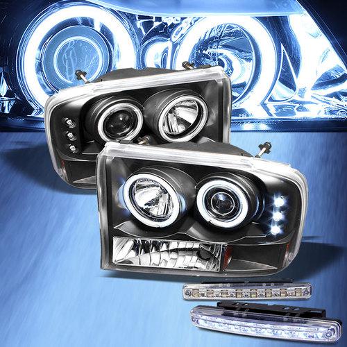 Led bumper fog+ccfl halo led excursion f250 f350 projector headlights head light