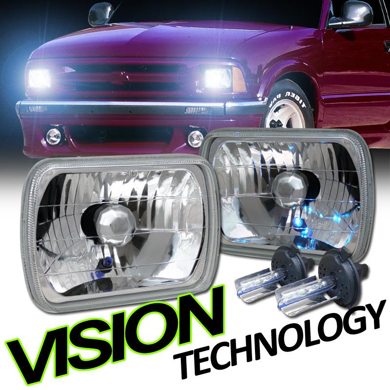 4x6 h4651/h4652/h4656/h4666 glass lens chrome head lights lamps+h4 8000k hid 11