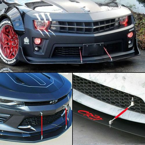 Adjustable red lip bumper front splitter strut tie rod support bars rear spoiler