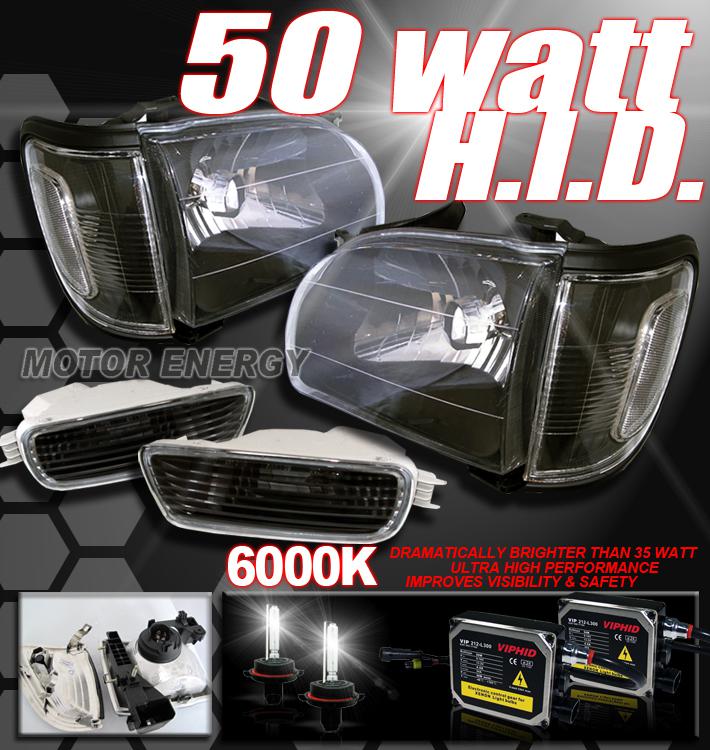 01 02 03 04 toyota tacoma black headlight+50w 6000k hid