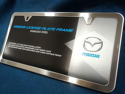 New oem mazda brushed stainless steel mazda license plate frame