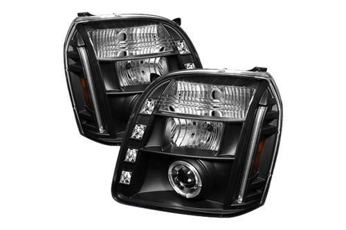 Spyder gy07hl black clear halo projector headlights head light w leds