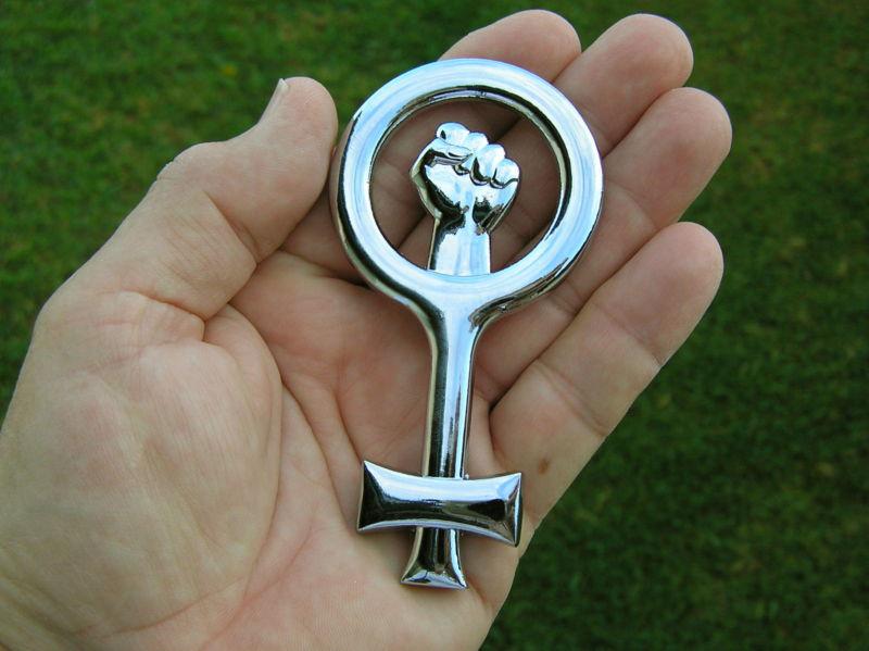 ~ girl power emblem chrome metal car badge *new & unique* women feminist girl