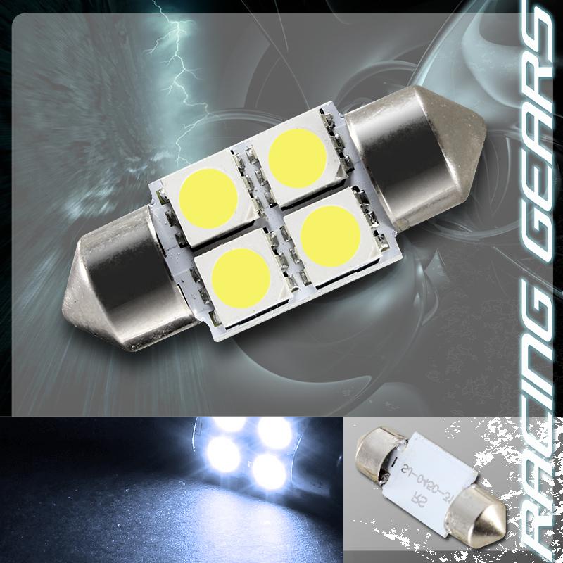 1x universal 31mm white 4 smd led festoon replacement dome map glove light bulb