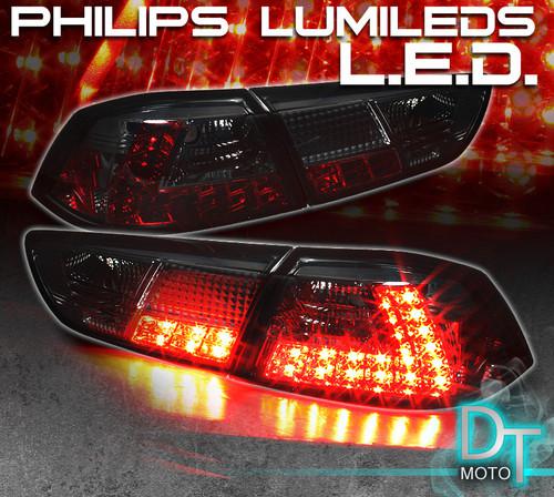 Smoked 08-12 lancer evolution evo-x philips-led perform tail lights left+right