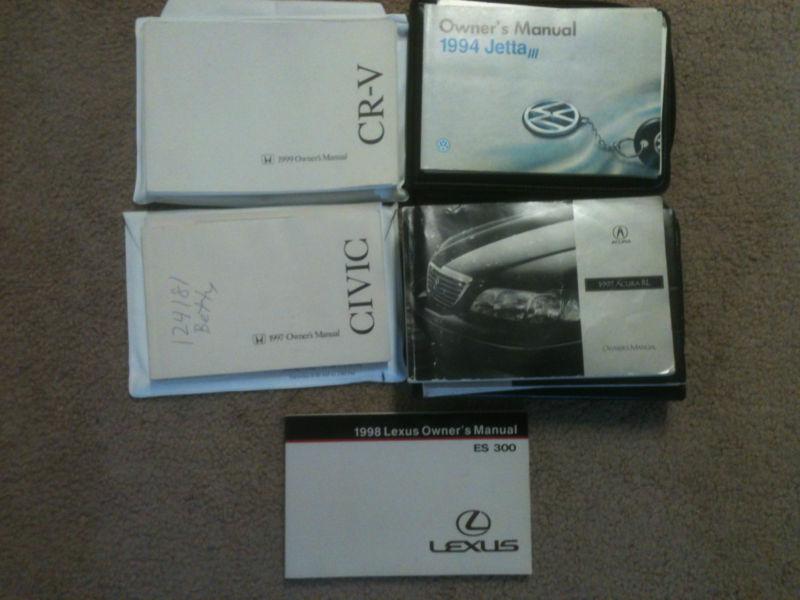 5pc. lexus acura honda vw owners manual lot