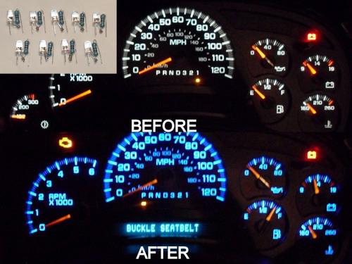 Blue led kit 5mm chevy cluster silverado tahoe yukon suburban gmc 03 04 05 06 