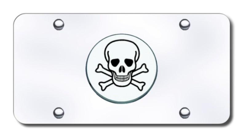 Skull chrome on chrome license plate made in usa genuine