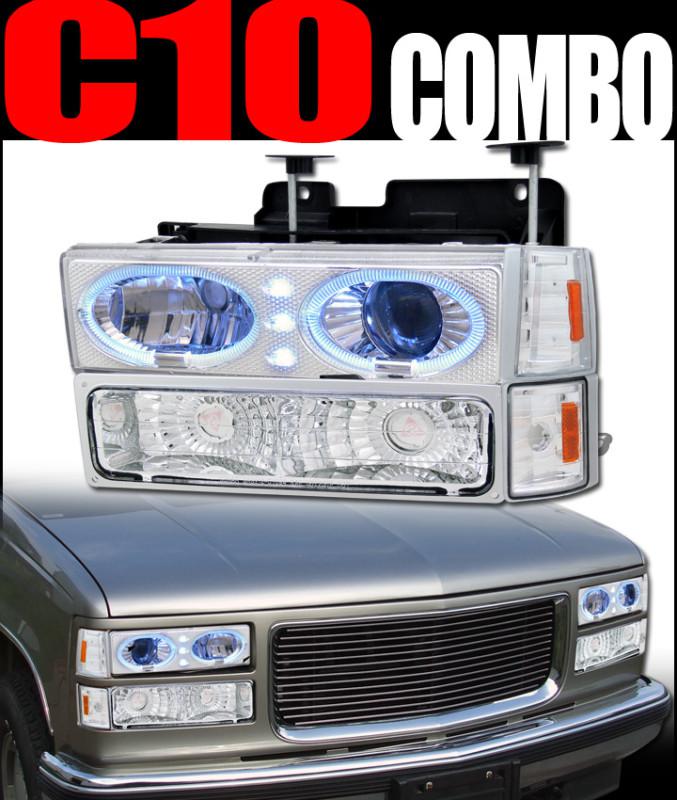 Chrome halo led projector head lights w/corner am+signal 1994+ gmc c10 truck/suv