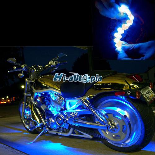 New 2x motorcycle car truck 9 led flexible strip light 12v blue