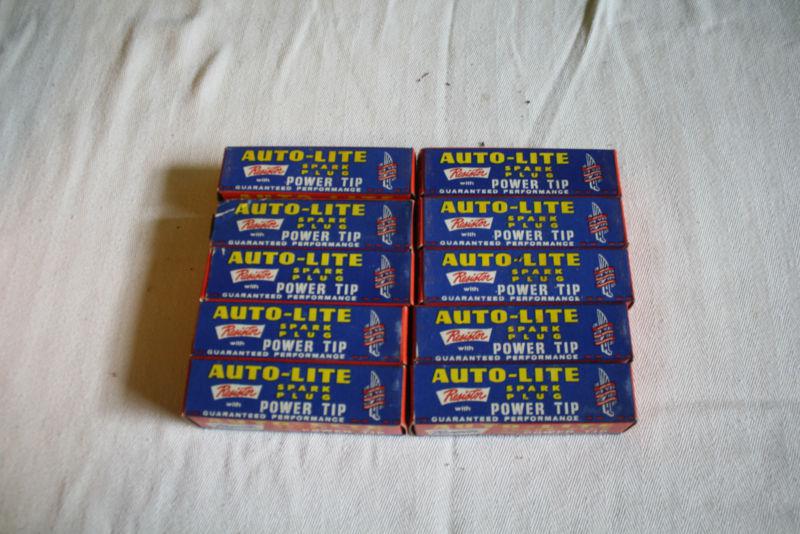 Auto-lite ar32 spark plugs vintage nos complete set of 10 