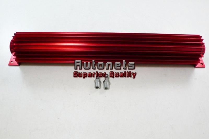 18" dual pass aluminum anodized red finned transmission oil cooler universal