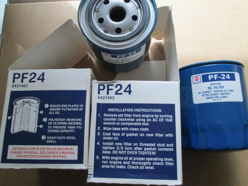 2 ac delco pf24 oil filter, nos  #6437462 buick, american motors, kaiser jeep v6