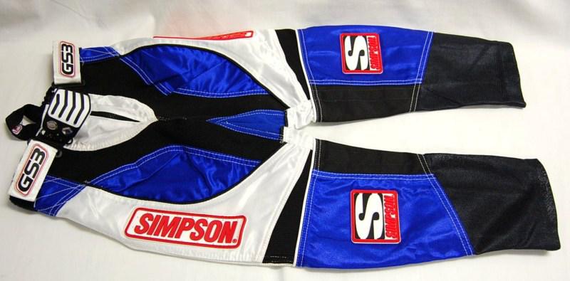 Nwt simpson mx motorcross pants size 20 dupont coolmax cordura blue black white