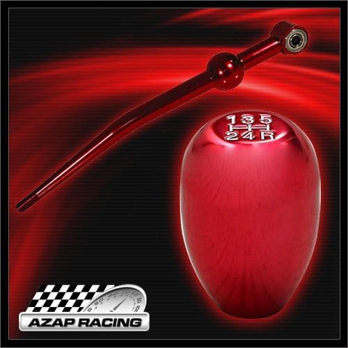 Jdm red short shifter + t-r style 5-speed red shift knob for most honda & acura