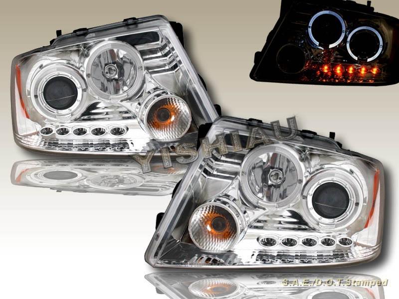 2004-08 ford f150 / 06-08 lincoln mark lt 2 halo led projector headlights chrome