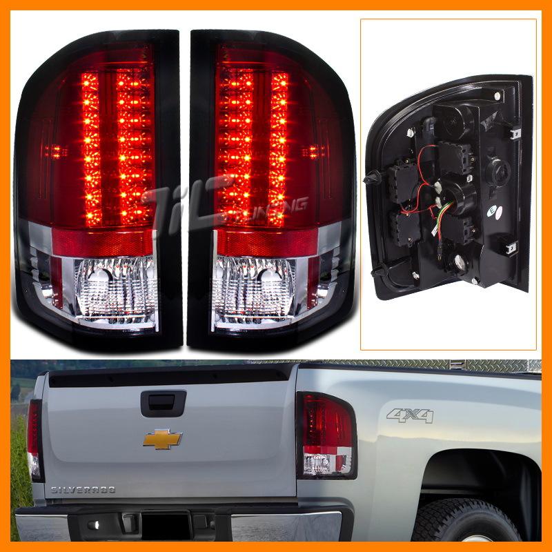 2007-2009 silverado 1500 2500/3500hd euro red clear tail brake lamps led lights