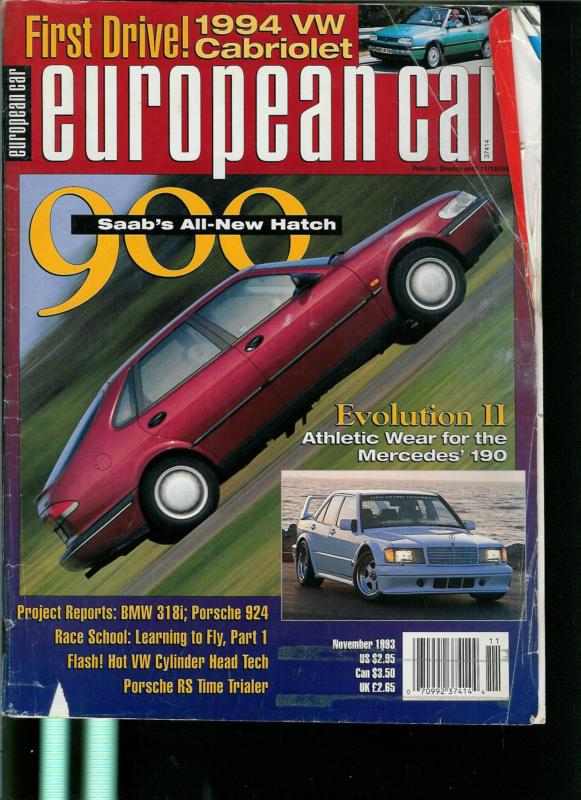 European car magazine formerly  vw & porshe old vintage november 1993