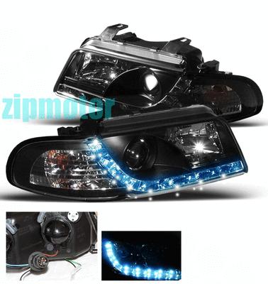 1996 1997 1998 1999 audi a4 b5 r8 style drl led projector headlights lamp black