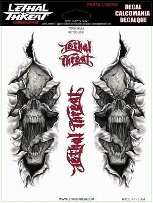 Torn skull stickers for suzuki windshield forks & fairing lethal threat decal 