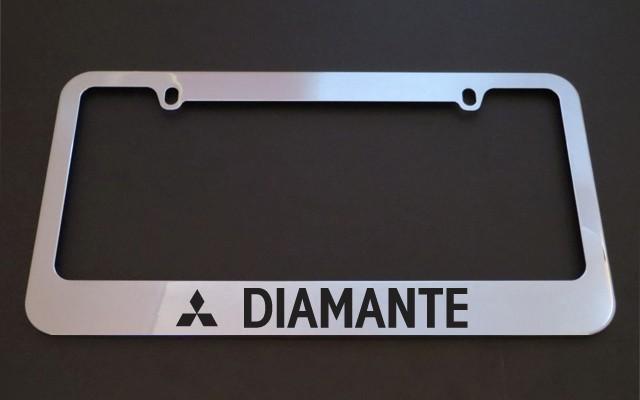 1 brand new mitsubishi diamante chrome metal license plate frames + screw caps