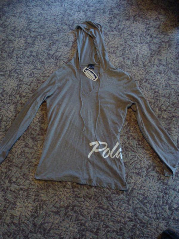 Oem polaris women's gray courtney script long sleeved fitted tee shirt size x xl