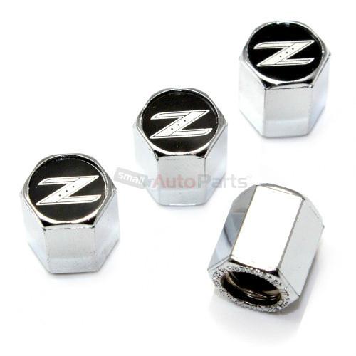 (4) nissan 350z logo chrome tire/wheel air pressure stem valve caps z covers