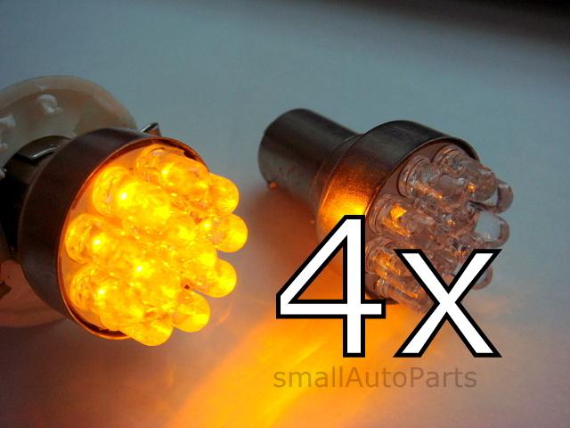 4 x 1157 t25 amber yellow 12 led bulbs rear tail stop parking lights turn signal