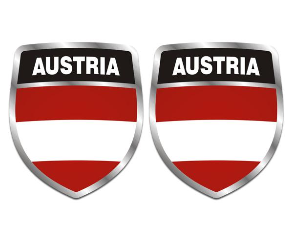 Austria flag shield decal set 4"x3.4" austrian vinyl bumper sticker zu1