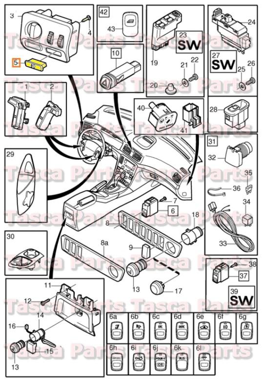 Brand new oem front spoiler fog lamp switch 2001-2009 volvo s60 v70 v70xc