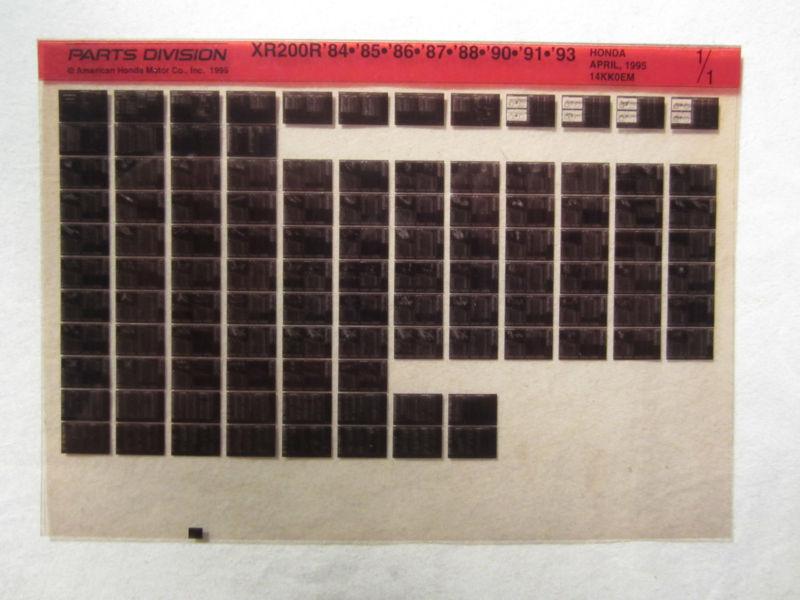 1984-1993 honda motorcycle xr200r microfiche parts catalog xr 200r