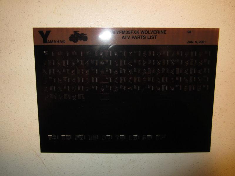 1998 yamaha atv yfm35fxk wolverine microfiche parts list catalog yfm 35 fxk