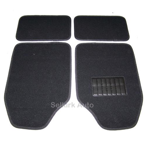 Set 4pc black semi-custom carpet floor mats front and rear fits volvo and vw