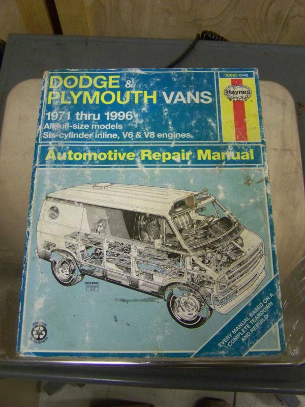 Haynes repair manual 30065 for dodge and plymouth vans 1971-1999