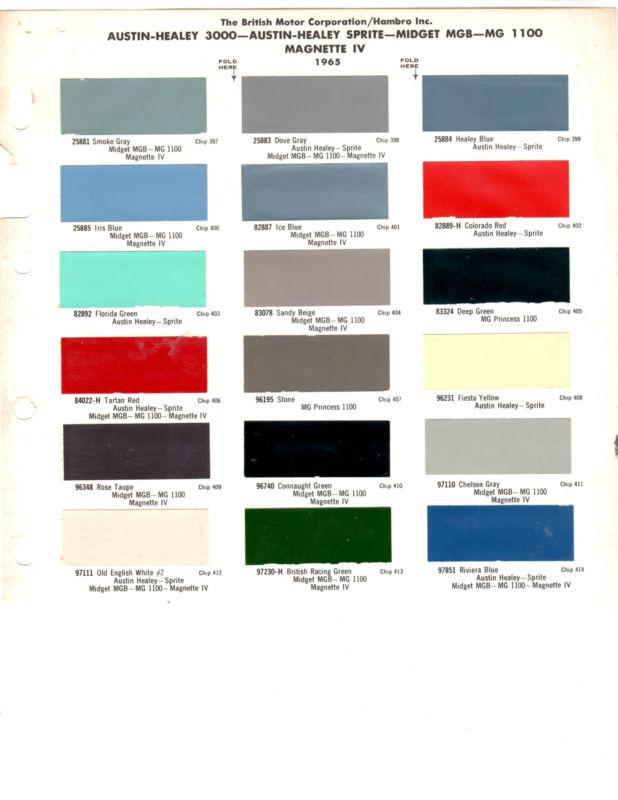 1958 1959 1960 1961 1962 to 1968 austin healey mg mgb magnette paint chips 65 d5