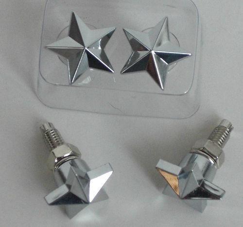 4 chrome "rock star" motorcycle license plate frame bolts - lic fastener screws