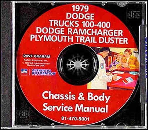 1979 dodge pickup, truck, suv  repair shop manual cd ramcharger trail duster etc