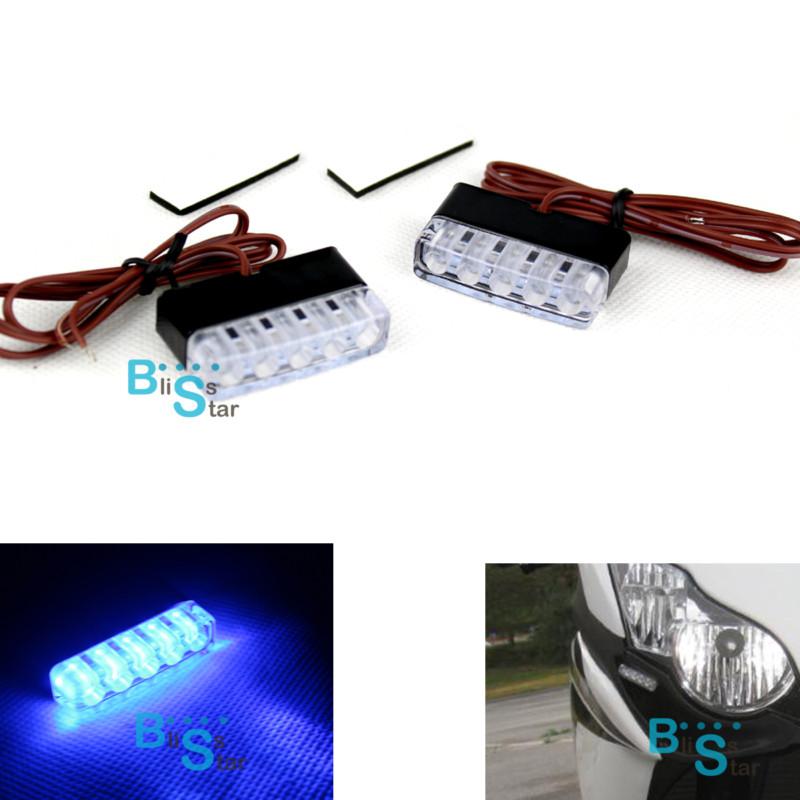 Blue led motorcycle turn signals blinker front rear foot peg light faring flush