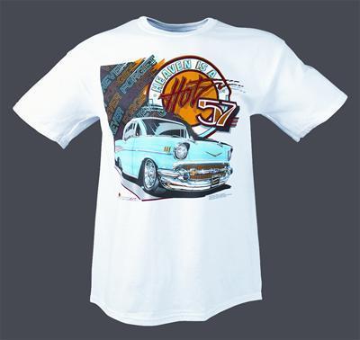 Andy's t's t-shirt cotton hot 1957 chevy white 2x-large each 8998xxl