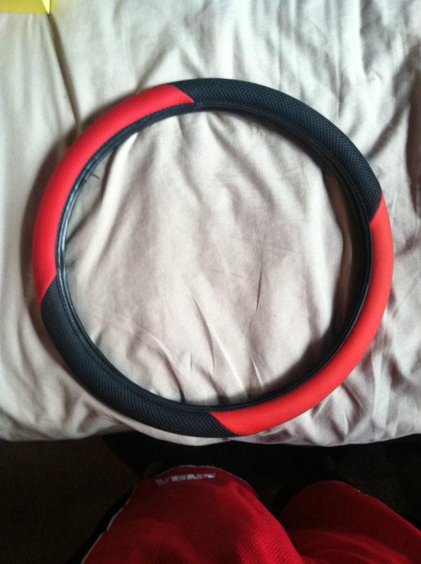 Steering wheel cover black & red car 