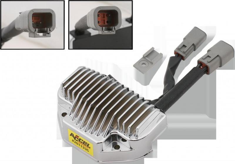 Accel chrome solid state voltage regulator 45amp for harley dyna glide 2006-2007