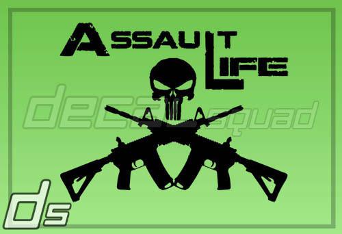 Assault life 20" vinyl decal truck car window sticker nra salt bushmaster m4