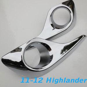 Chrome front fog light lamp cover 2pcs fit 2011 2012 toyota highlander