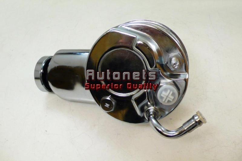 Chrome gm chevy saginaw power steering pump cylindrical type street hot rat rod