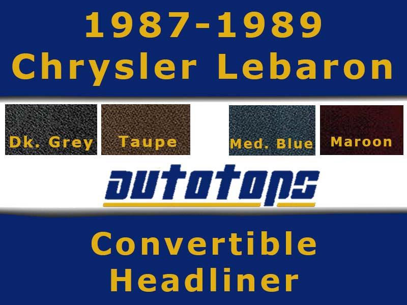 1987-1989 chrysler lebaron convertible top headliner head liner