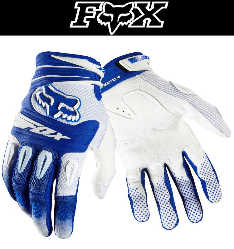 Fox racing pawtector blue white dirt bike gloves motocross mx atv 2014