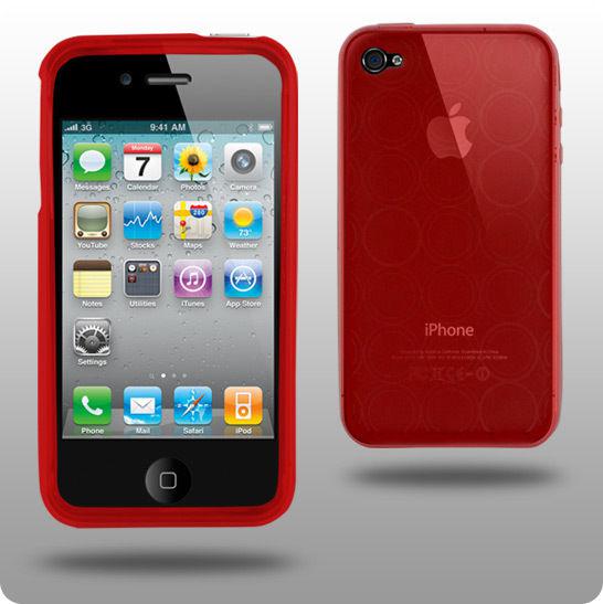 Gel skin case cover pouch red for iphone 4 4g new