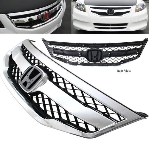 Honda accord 4dr sedan abs chrome mesh hood grill grille 2011-2012 (honda)