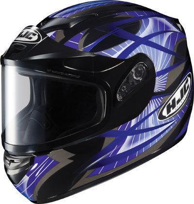 Hjc cs-r2sn storm dual lens black blue silver snow helmet adult xl extra large