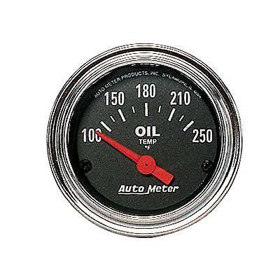 Autometer traditional chrome electrical oil temperature gauge 2 1/16" dia 2542